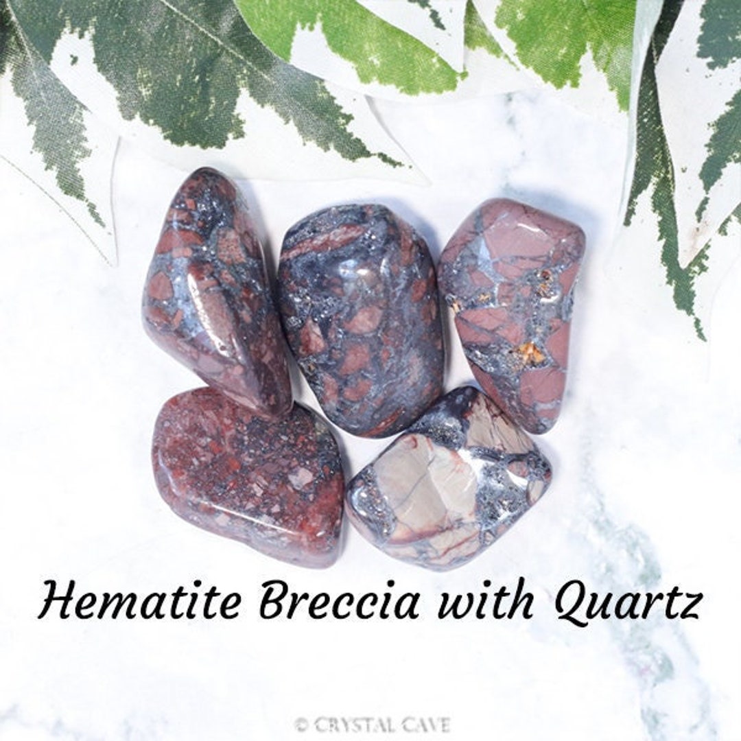 Hematite Breccia With Quartz Crystal Tumbled Stone Polished