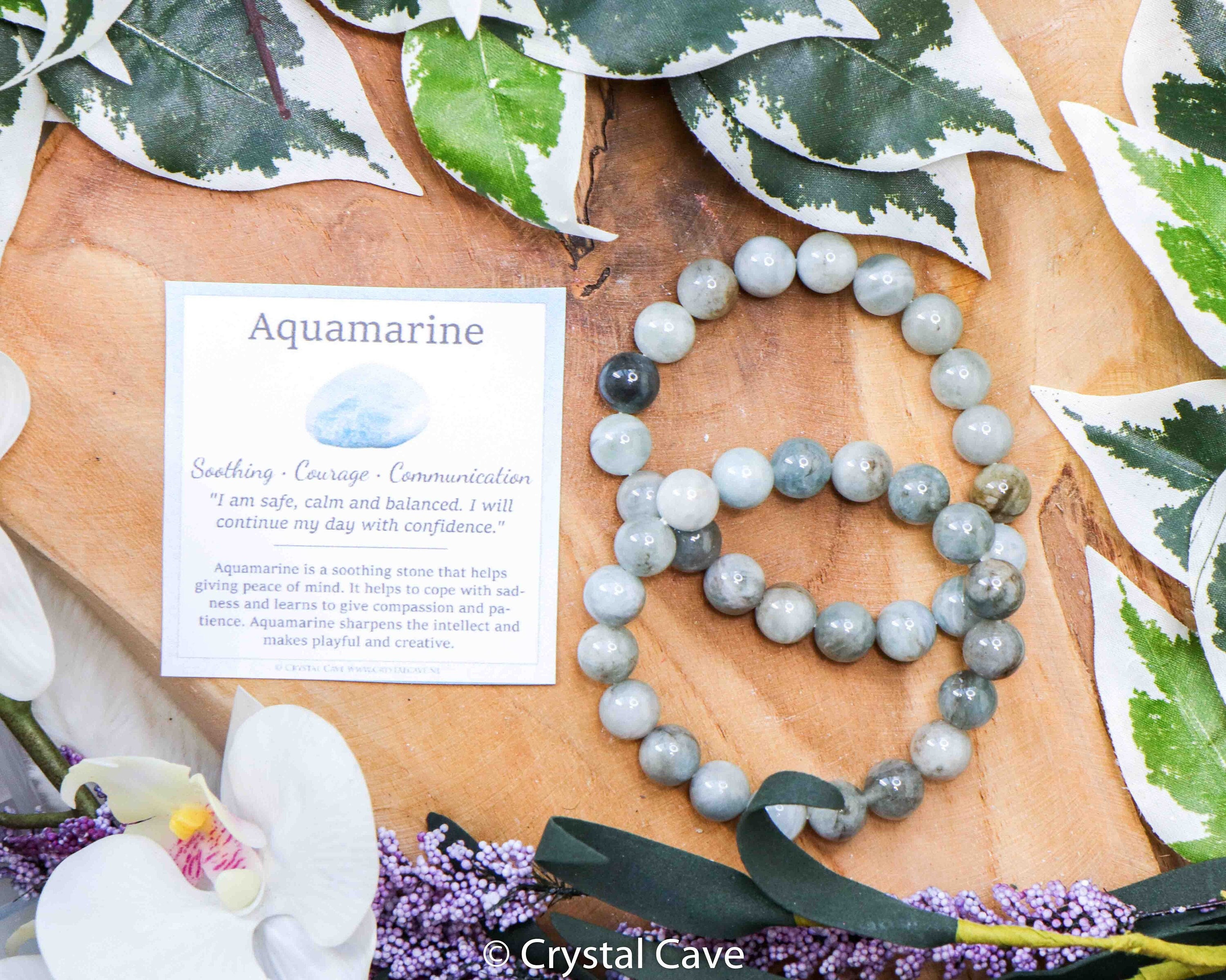 Aquamarine Bracelet for Reiki Healing and Crystal Healing Stones Bracelet  Certificate Women & Men