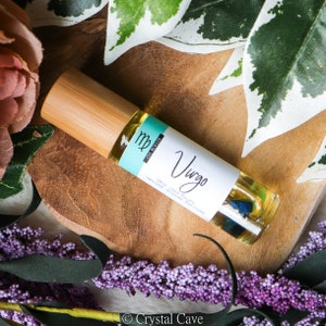 Zodiac Virgo Perfume - Oil Roller / Roller Bottle Citrus Floral Wood Fragrance / Essential Handmade Cosmetics Gift Indie Crystal Spiritual