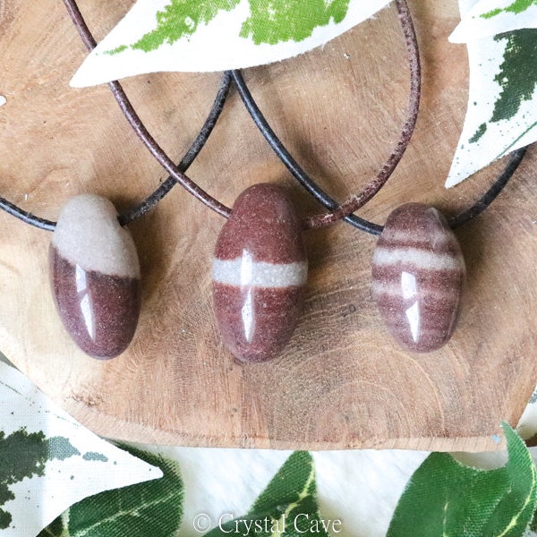 Shiva Lingam Collier Pendentif - Bijoux en Pierre Percée - Goutte Pierre Naturelle Percée - Gemstone Fertilité, Association, Transformation