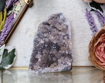 Chalcedony Cluster India / Adjustable Display Stand Geode Gemstone Interior Crystal Decoration Specimen Zeolite Blue Mineral