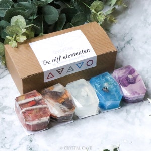 Crystal Soap Gift Set The Five Elements Box - Crystal Infused Skincare - Wedding Christmas Unique Handmade GIft - Handmade Beauty Cosmetics
