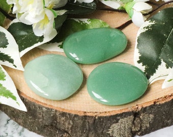 Green Aventurine Pocket Stone - Palm Stone - Hand Stone -Cabochon Natural Polished Crystal Gemstone Flat Tumbled Healing Gem Slab Worry Rock