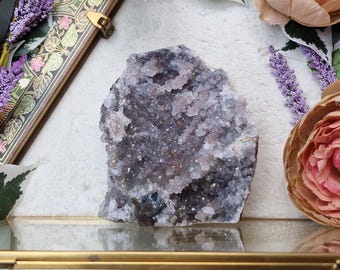 Chalcedony Cluster India / Adjustable Display Stand Geode Gemstone Interior Crystal Decoration Specimen Zeolite Blue Mineral