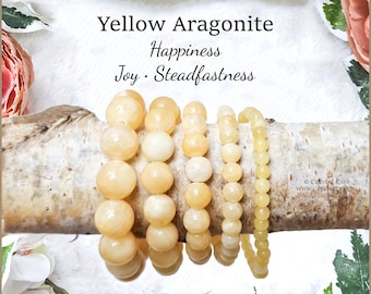 Yellow Aragonite Bracelet 4/6/8/10/12mm Round Beads High Grade Quality Genuine Natural Gemstone Stone Beaded Jewelry Men Women Crystal Bead