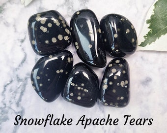 Schneeflocke Apachentränen Edelstein - Trommelstein Kuschelstein Yin Yang Resilienz Transformation Obsidian Stein Neues Mineral Apachentränen