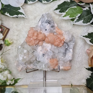 Apophyllite with Heulandite and Stilbite from India Geode Gemstone Interior Crystal Decoration Rare Special Specimen Collector Cluster Stone