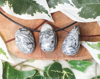 Pinolite Necklace Pendant / Drilled Tumbled Stone Polished Crystal Jewelry Oval Rock Bead Healing Gemstone Care • Stability • Creativity
