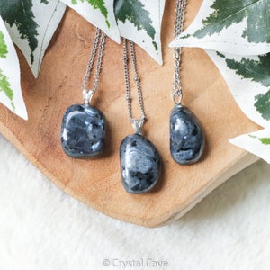 Larvikite Pendant Necklace Sterling Silver - 925 Stamped Ring Raw Stone Crystal Jewelry Gemstone Gift Her Him Women Men Cord Chain