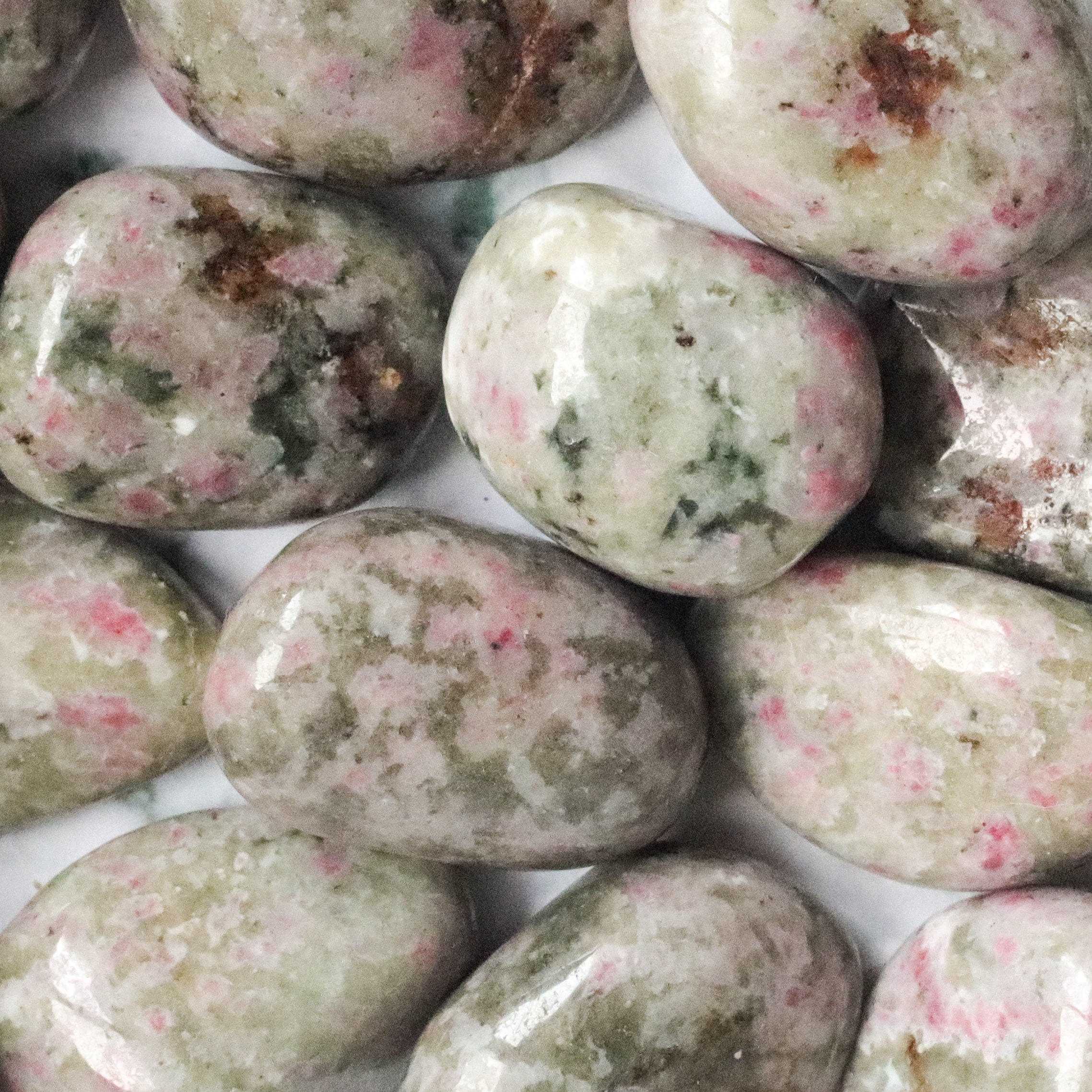 Thulite in Albite Crystal Tumbled Stone Polished Stone Thulite in Albite Crystal Tumbled Stone Polished Stone