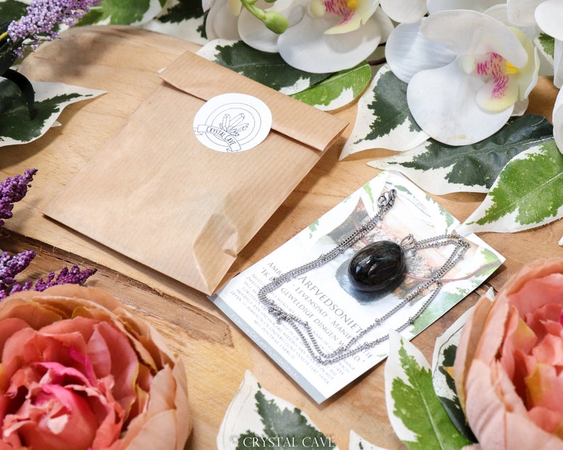 Garnet Pendant Necklace 925 Sterling Silver / Jewelry Gift Box Crystal Card Present for Him Her / Real Gemstone Natural Stone Gold Chain image 7