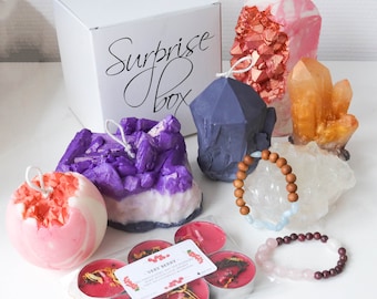 Coffret Surprise Grotte de Cristal / Coffret Cadeau Mystère / Pierres Spirituelles Fait Main / Cadeau Unique Sorcière Alchimie Spirituelle Magie