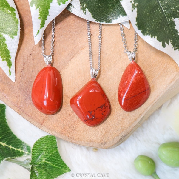 Red Jasper Pendant Necklace Sterling Silver - 925 Stamped Eye Ring Raw Stone Crystal Jewelry Gemstone Gift for Her Him Women Men Cord Chain