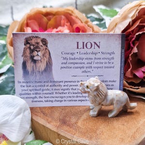 Soapstone Lion - Spirit Animal Totem Power Gemstone Crystal Stone Statue Home Sculpture Altar Natural Decoration Interior Gift Carving Peru