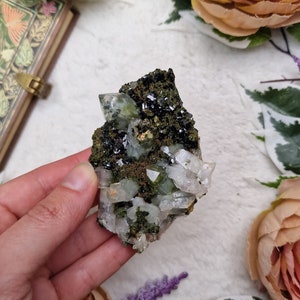 Forest Epidote Cluster Turkey / Adjustable Display Stand Geode Gemstone Interior Crystal Decoration Specimen Quartz Hakkari Moss Garden