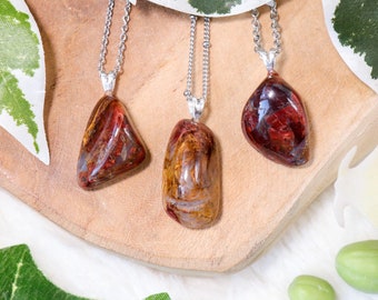 Pietersite Pendant Necklace 925 Sterling Silver / Jewelry Gift Box Crystal Card Present for Him Her / Real Gemstone Natural Stone Gold Chain