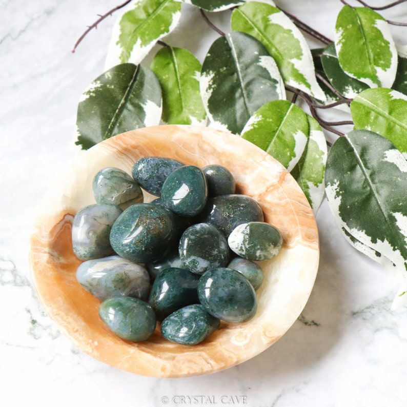 Moss Agate Crystal Tumbled Stone Polished Stone Gemstone | Etsy