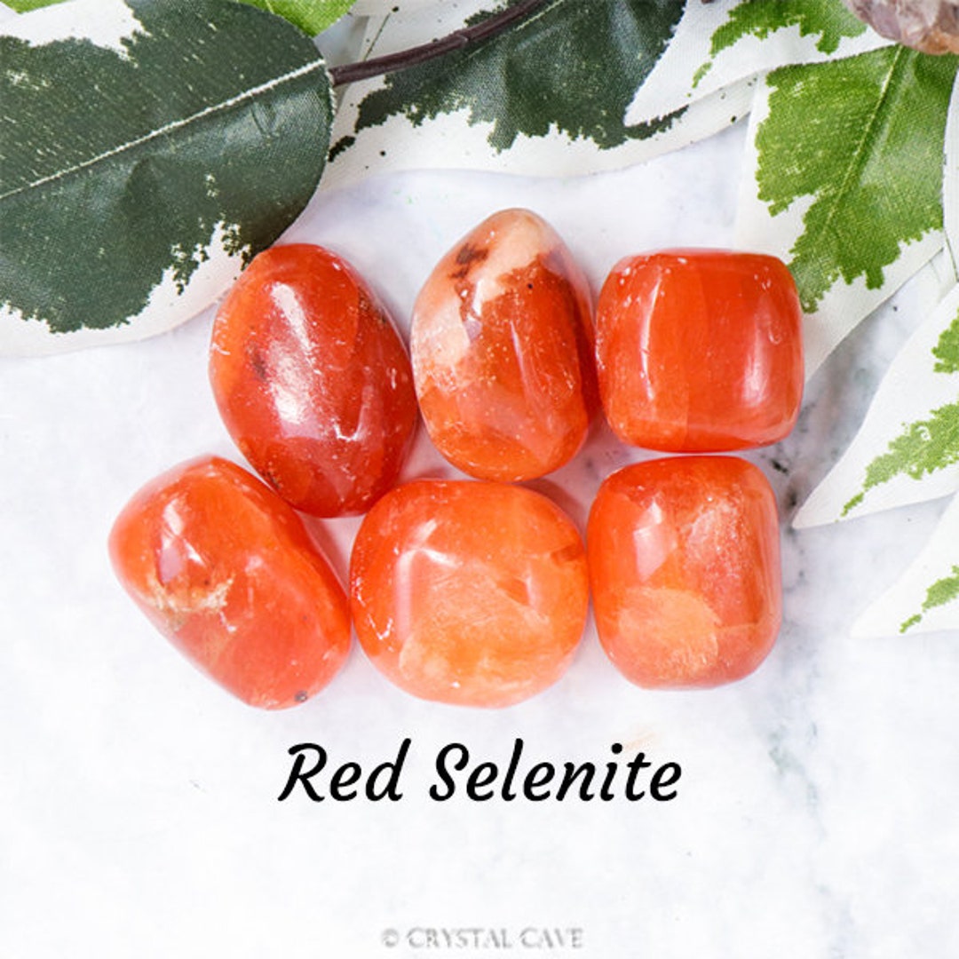 Red Selenite Crystal Tumbled Stone Polished Gemstone / Flexibility