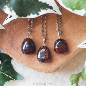 Tiger Iron Silver Pendant - Sterling Silver 925 Necklace Stone Crystal Jewelry Genuine Natural Gemstone - Gift Her Him Women Men Mugglestone