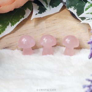 Rose Quartz Mushroom Crystal Carving / Polished Cut Stone Gemstone Emotional Spiritual Crystal Grid Witch Rock Engraving Nature Cottagecore