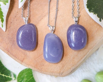 Lepidolite Pendant Necklace 925 Sterling Silver / Jewelry Gift Box Crystal Card Present for Him Her / Real Gemstone Natural Stone Gold Chain