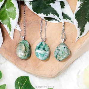 Mariposite Pendant Necklace Sterling Silver - 925 Stamped Eye Ring Raw Stone Crystal Jewelry Gemstone Gift for Her Him Women Men Cord Chain