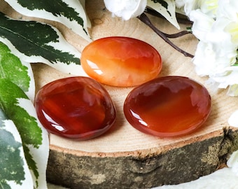 Carnelian Pocket Stone - Palm Stone - Hand Stone - Cabochon Natural Polished Stone Crystal Gemstone Flat Cuddle Tumbled Stone Healing Gem