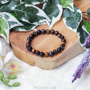 Red Tiger&#39;s Eye Hawk&#39;s Eye Bracelet / Beads 8mm High Grade Quality Genuine Natural Gemstone Stone Beaded Carved Jewelry Men Women Crystal