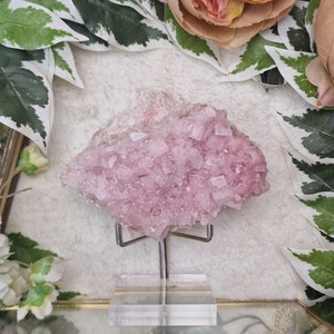 Pink Halite Cluster USA / Adjustable Display Stand Geode Gemstone Interior Crystal Decoration Specimen  Museum Mineral California Mojave