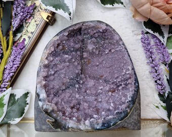 Chalcedony Cluster India / Adjustable Display Stand Geode Gemstone Interior Crystal Decoration Specimen Zeolite Blue Mineral