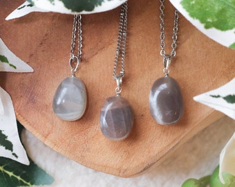 Black Moonstone Silver Pendant - Sterling Silver 925 Necklace Ring Stone Crystal Jewelry Genuine Natural Gemstone Gift Her Him Women Men