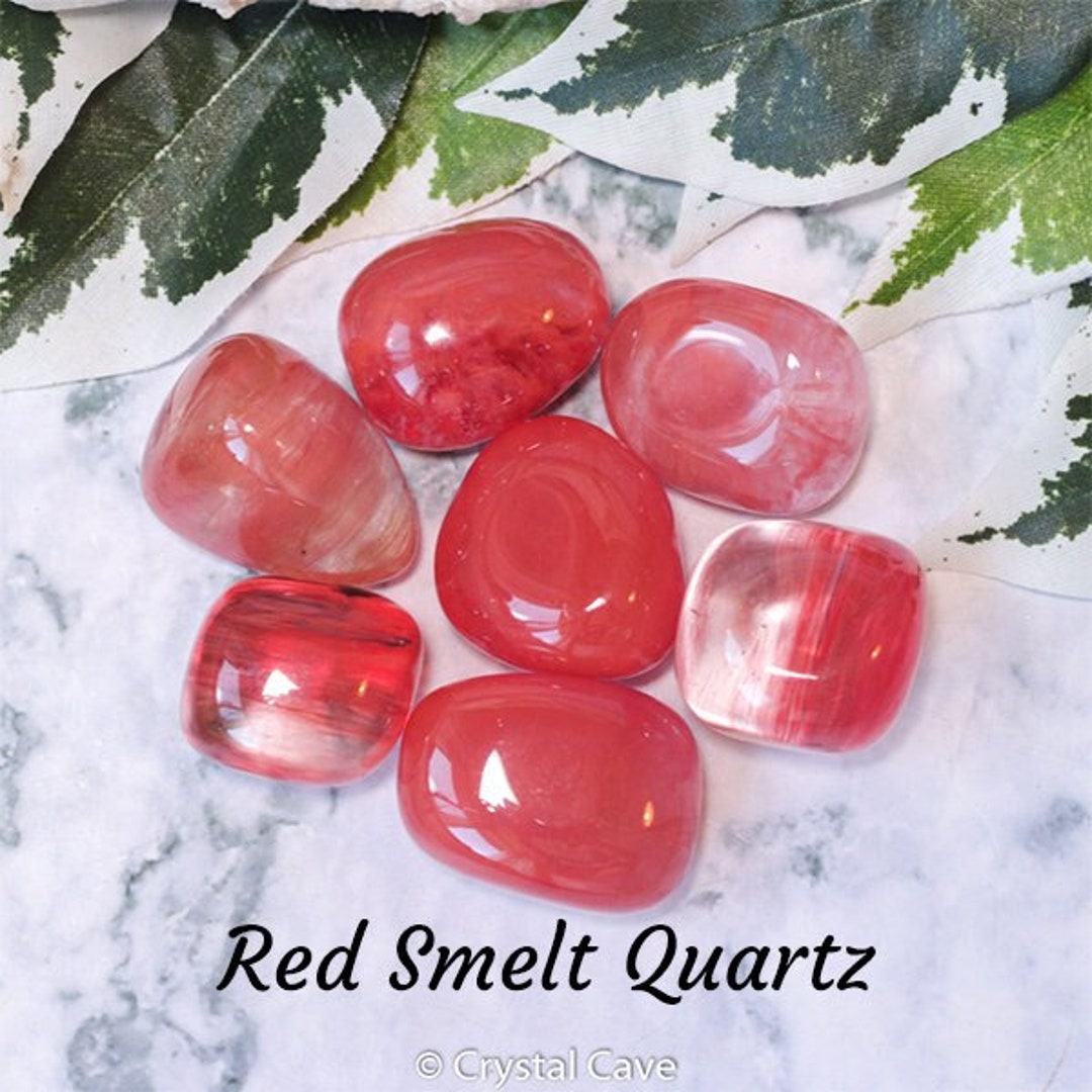 Red Smelt Quartz Crystal Tumbled Stone Gemstone /passion Courage Vitality  Synthetic Glass Cherry Strawberry Quartz Obsidian Melting Smelting 