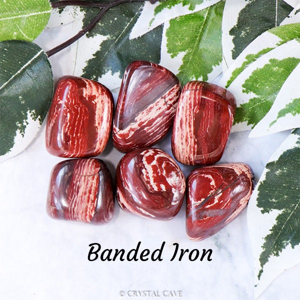 Banded Iron Crystal - Tumbled Stone Polished Gemstone / Protection Masculinity Energy / Tumble Rock Smooth Rare Specimen Mineral Australia