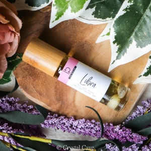 Zodiac Libra Perfume - Oil Roller / Roller Bottle Almond Rose Apple Fragrance / Essential Handmade Cosmetics Gift Indie Crystal Spiritual