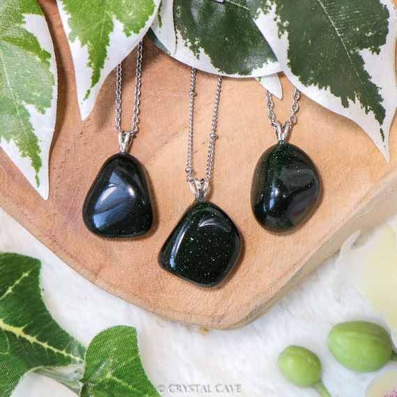 Green Goldstone Pendant Necklace Sterling Silver 925 Stamped Eye Ring Raw Stone Crystal Jewelry Gemstone Gift for Her Him Women Men Chain Etsy