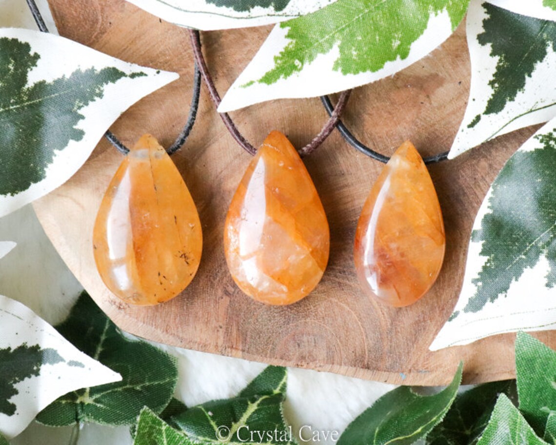 Golden Healer Polished Necklace Pendant Drilled Stone Etsy