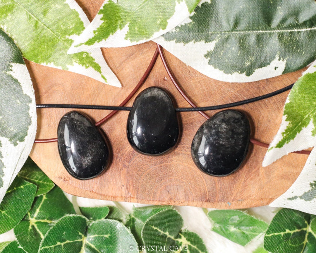 Silver Sheen Obsidian Polished Necklace Pendant - Drilled