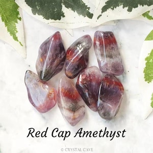 Red Cap Amethyst Crystal Tumbled Stone Polished Stone Gemstone Evolution True Self Intuition Smooth Pebble Round Boulder Pebble Rock Gem 23