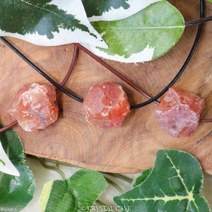 Carnelian Polished Necklace Pendant - Drilled Stone Jewelry Rough Raw Chunk Course Pierced Crystal Gemstone Energizing Activating Vitalizing