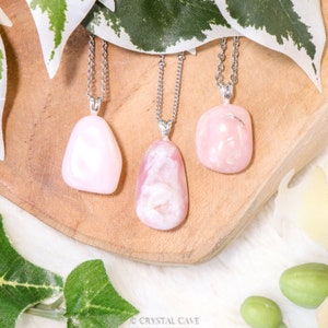 Pink Andean Opal Pendant Necklace Sterling Silver - 925 Stamped Raw Rock Crystal Stone Jewelry Gemstone Gift Her Him Women Men Andes Peru