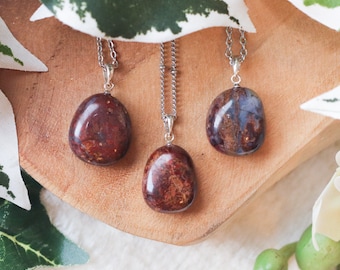 Pietersite Pendant Necklace 925 Sterling Silver / Jewelry Gift Box Crystal Card Present for Him Her / Real Gemstone Natural Stone Gold Chain