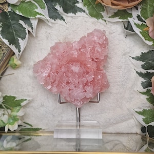Pink Halite Cluster USA / Adjustable Display Stand Geode Gemstone Interior Crystal Decoration Specimen  Museum Mineral California Mojave
