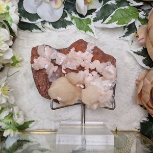 Apophyllite with Heulandite and Stilbite from India Geode Gemstone Interior Crystal Decoration Rare Special Specimen Collector Cluster Stone
