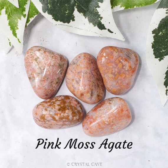 Pink Moss Agate Crystal Tumbled Stone Polished Gemstone Recovery