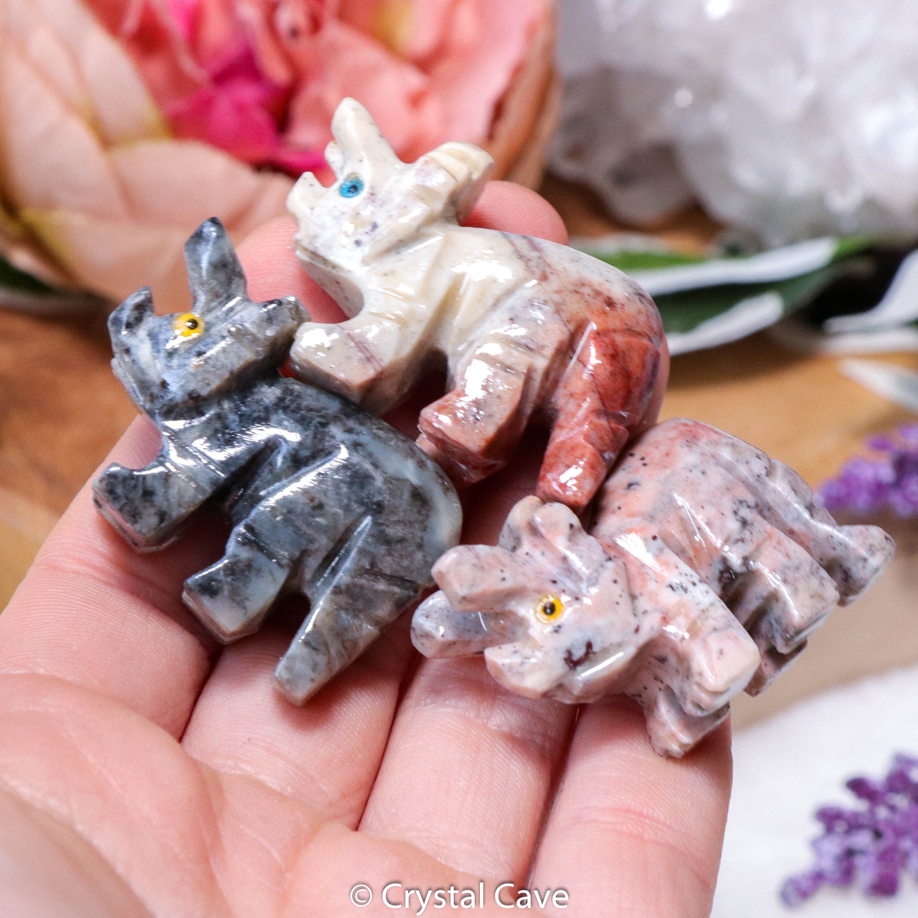 Soapstone Triceratops - Spirit Animal Totem Power Gemstone Crystal