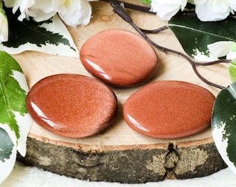 Goldstone Pocket Stone - Palm Stone - Hand Stone Cabochon Natural Polished Crystal Gemstone Flat Disk Tumbled Healing Worry Rock Slab Thumb