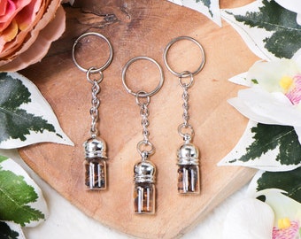 Tiger's Eye Bottle Keychain /Glass Love Wish Luck Stone Keyring Lanyard Decoration Interior Sculpture Gemstone Silver Plated Deco Confidence