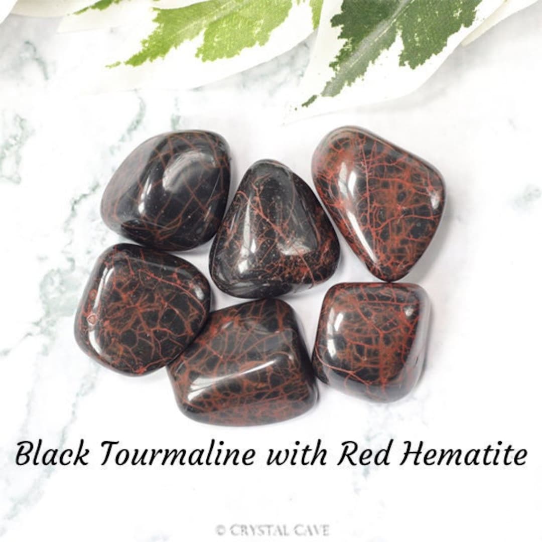 Buy Black Tourmaline Red Hematite Crystal Tumbled Stone Polished Gemstone  Balance Self-control Rock Mineral Minas Gerais Brazil EMF Protection