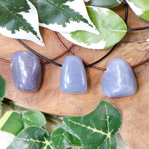 Lazulite Necklace Pendant Polished - Drilled Stone Jewelry - Free Form Bead Smooth Pierced - Gemstone Insight • Answers • Balance