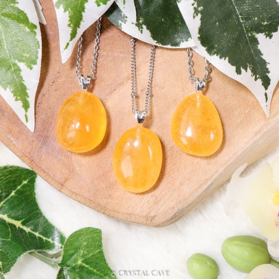 Buy Orange Calcite Pendant Necklace Sterling Silver 925 Stamped